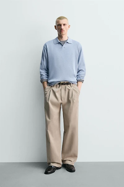 HEMP-COTTON KNIT POLO SHIRT