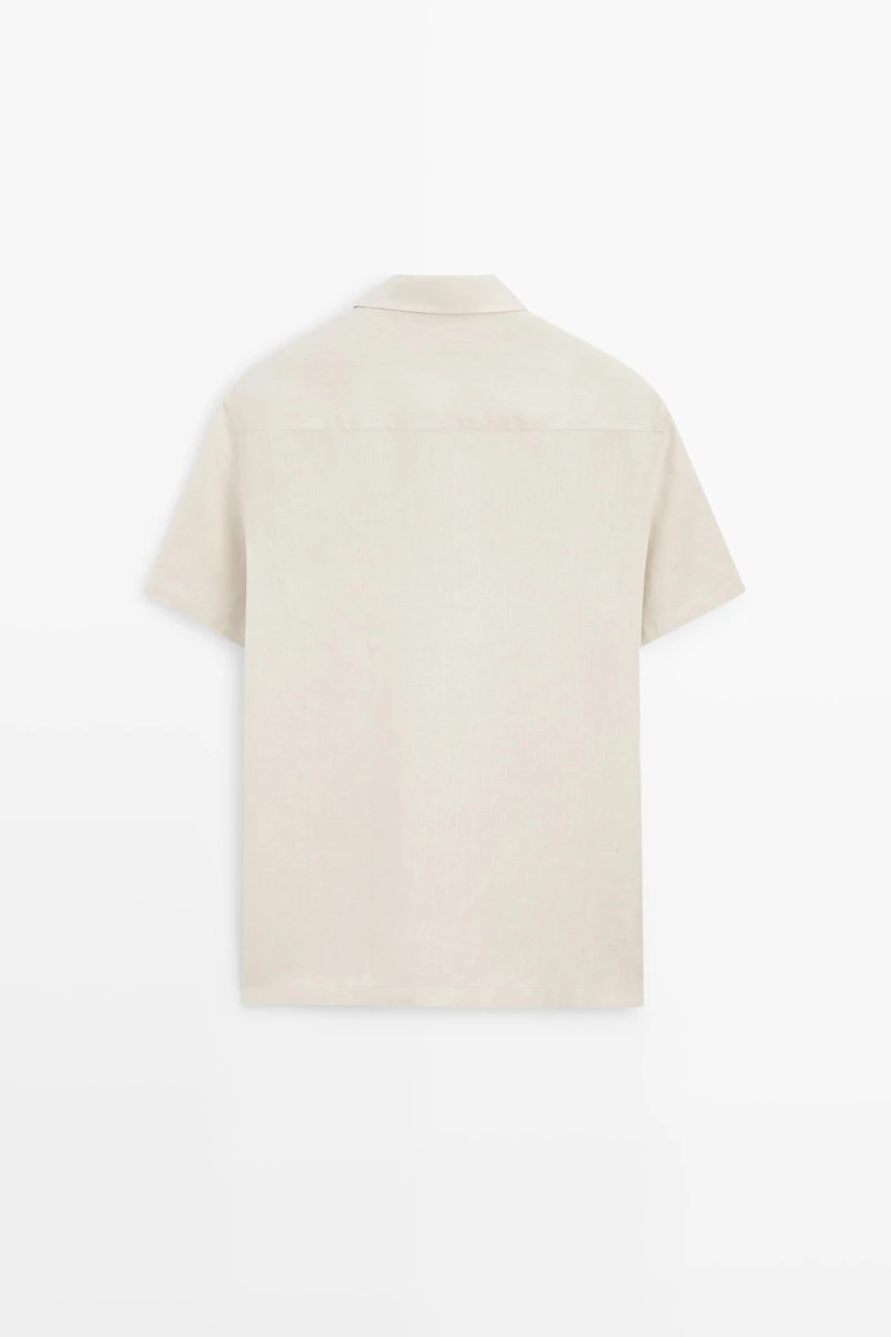 Regular fit 100% linen short sleeve shirt
