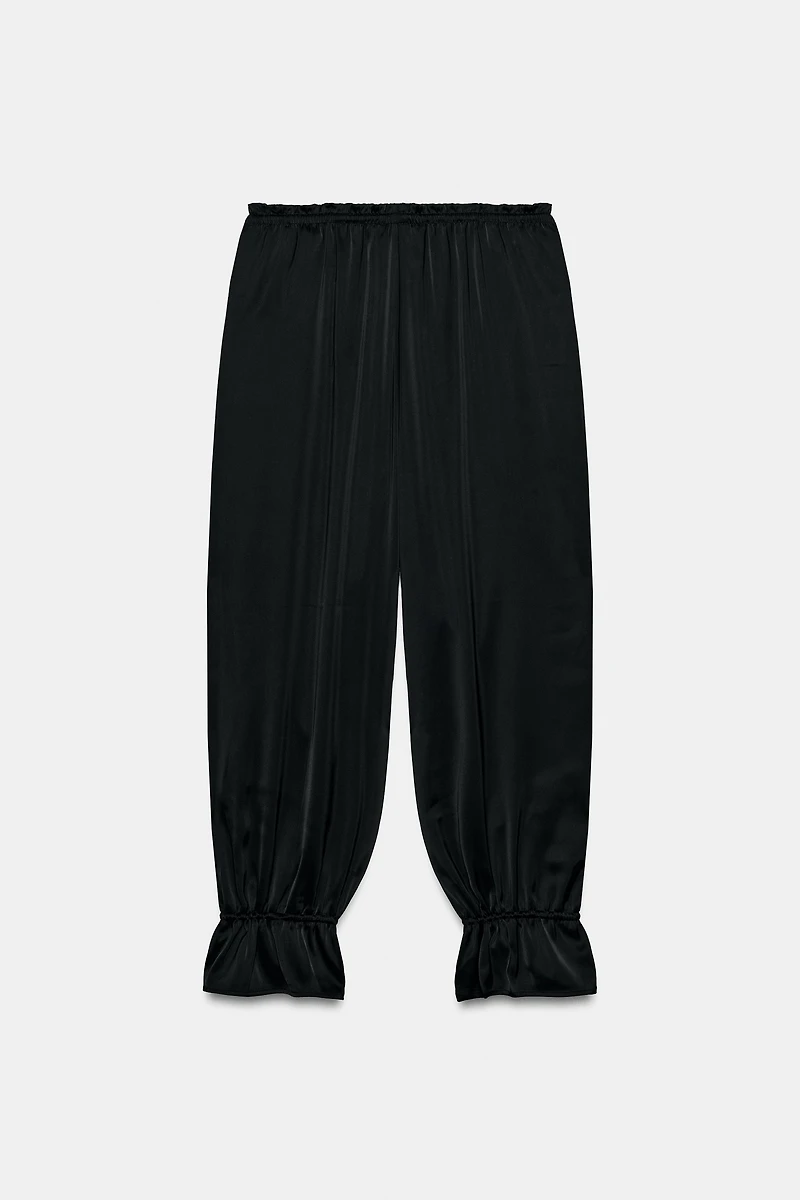 STRIPED TIED BALLOON PANTS