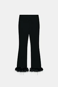 FLARE PANTS WITH FAUX FUR HEM