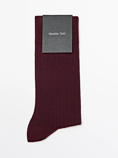Chaussettes côtelées en coton mélangé