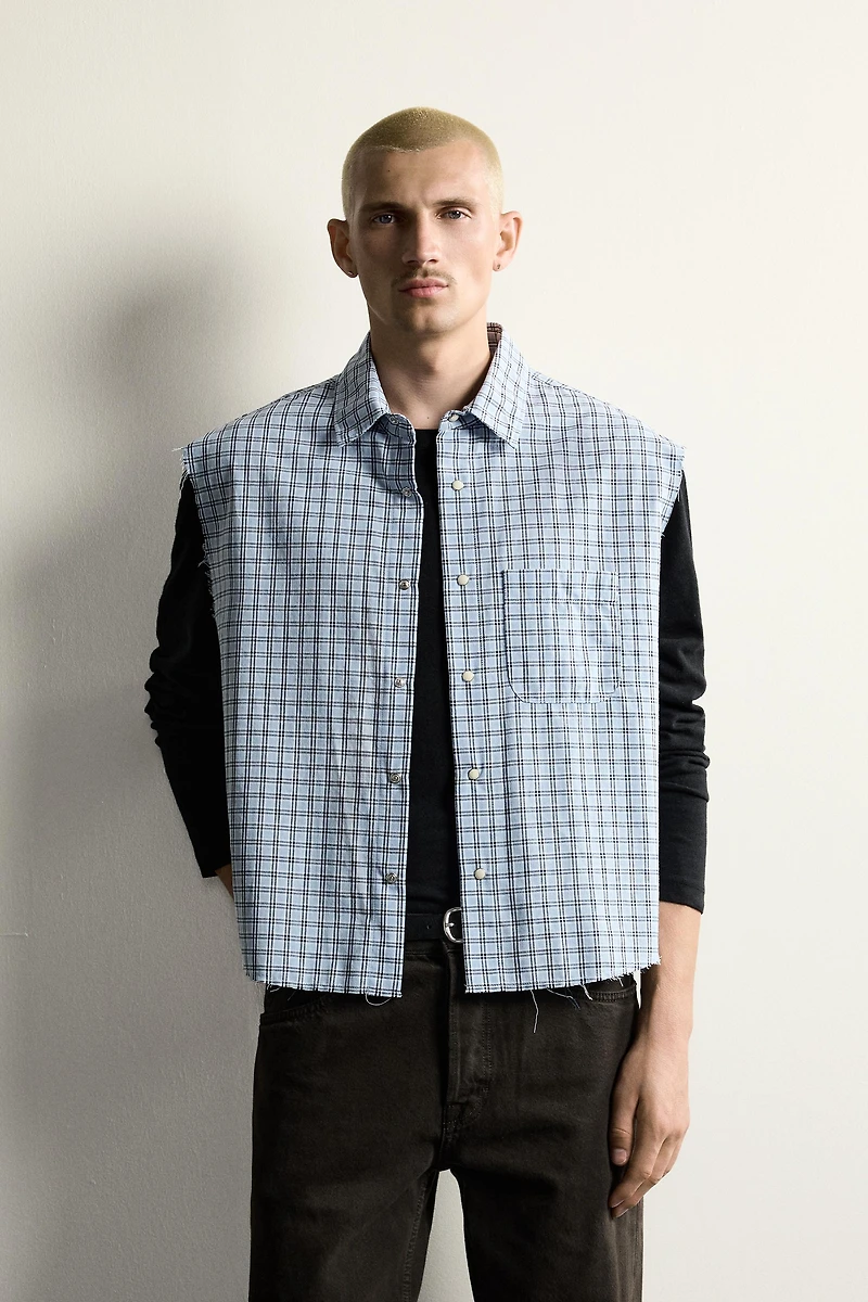 CHEMISE TANK COURTE À CARREAUX