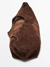 Split leather maxi tote bag