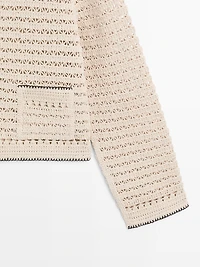 Contrast crochet knit cardigan