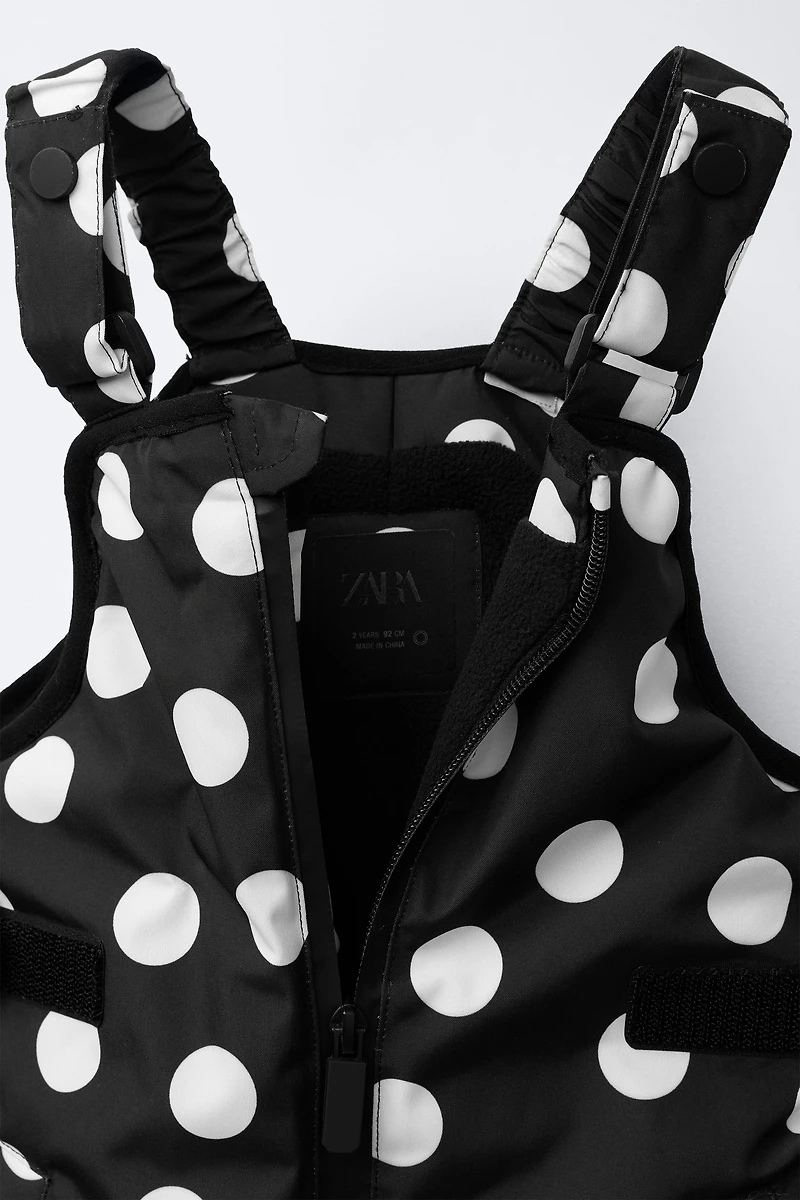 WATER-RESISTANT AND WINDPROOF POLKA DOT OVERALLS