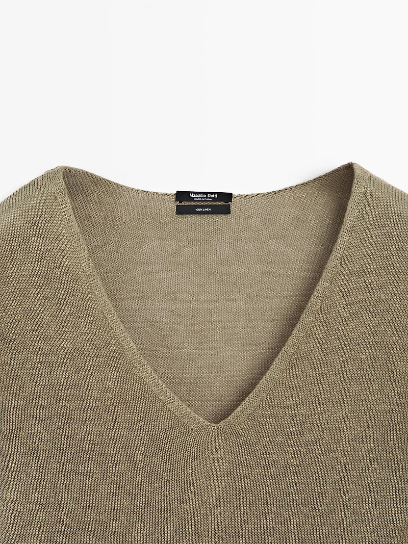 100% linen long sleeve knit sweater