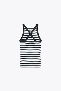 ZARA STRIPED BROOCH TOP