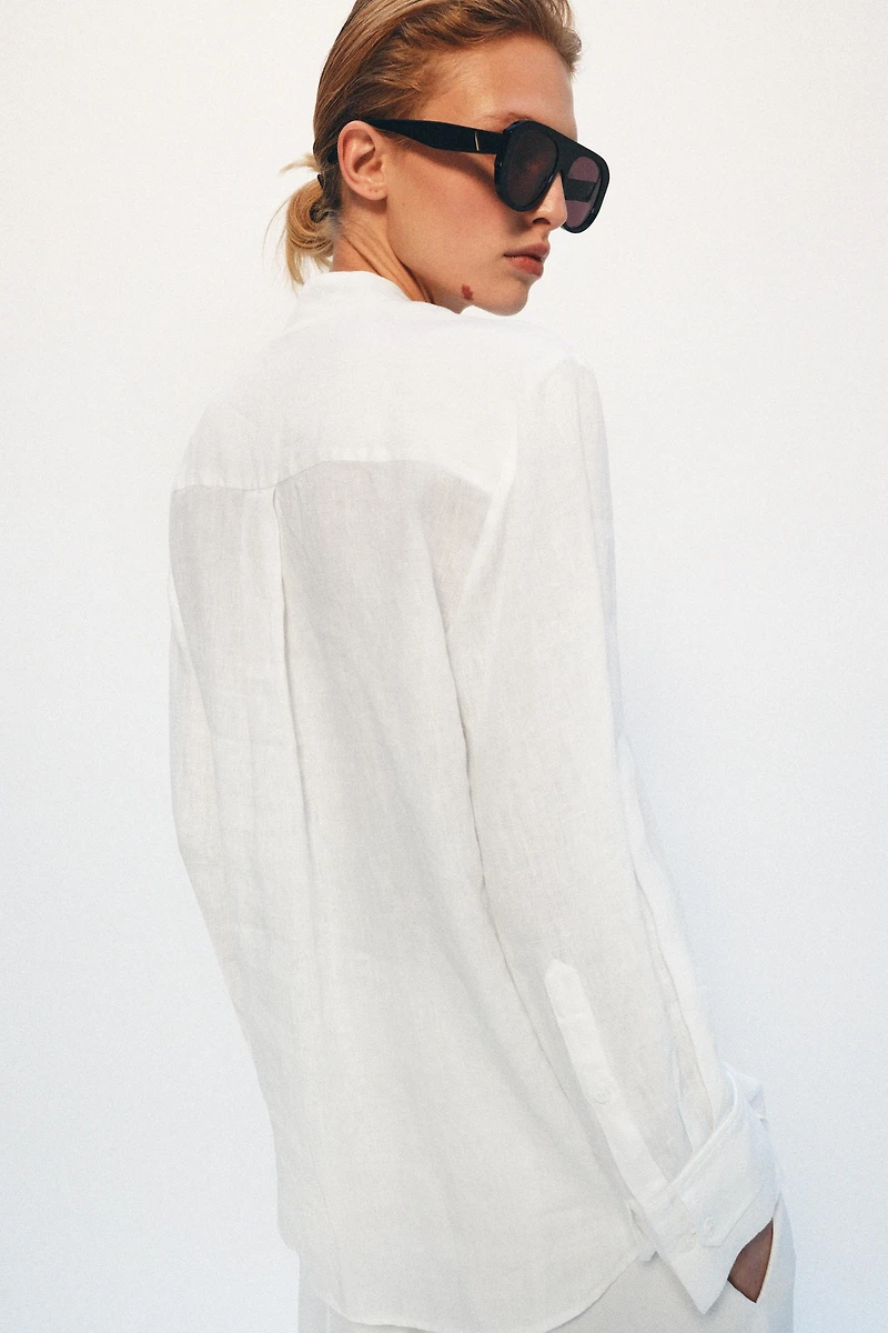 100% LINEN FIREMAN CLASP SHIRT ZW COLLECTION