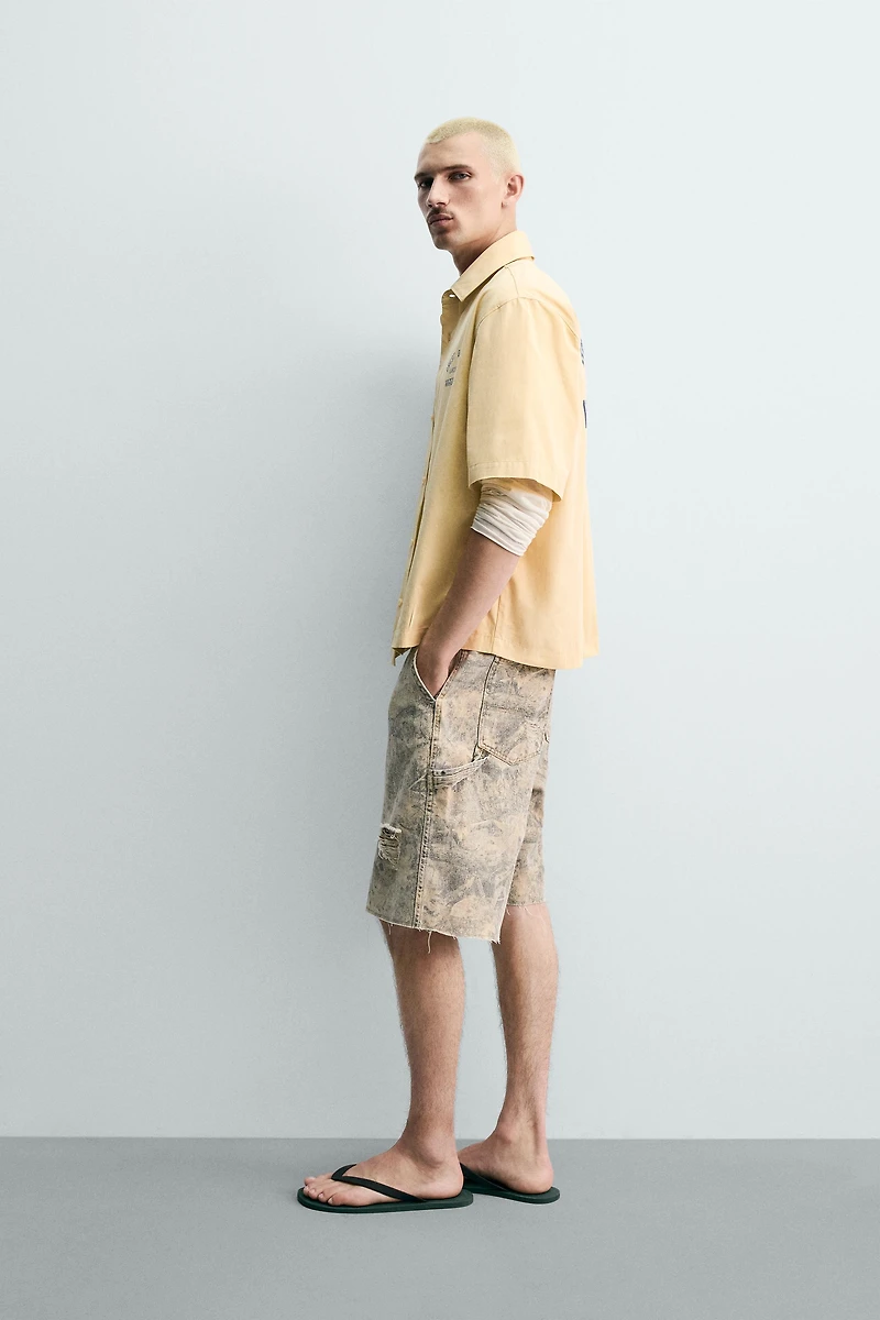 WASHED ABSTRACT PRINT RELAXED FIT SHORTS