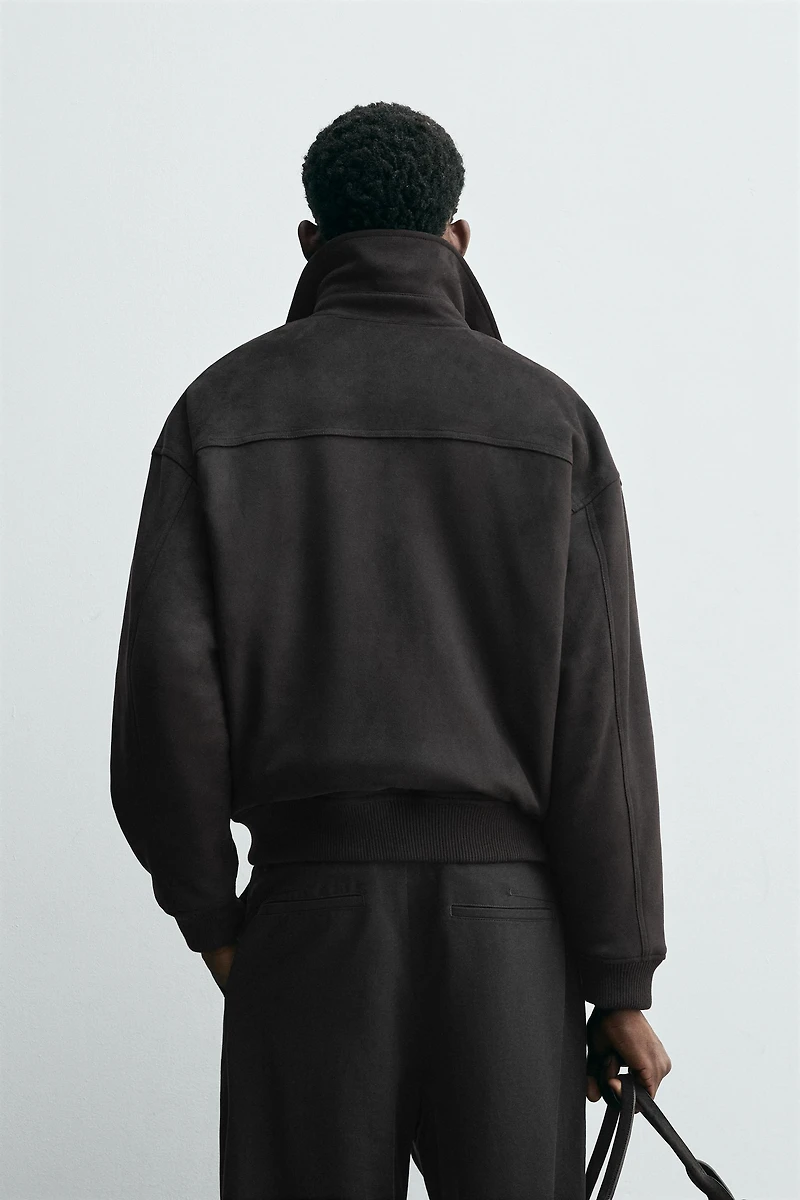 FAUX SUEDE QUILTED JACKET