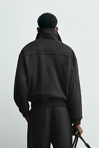 FAUX SUEDE QUILTED JACKET
