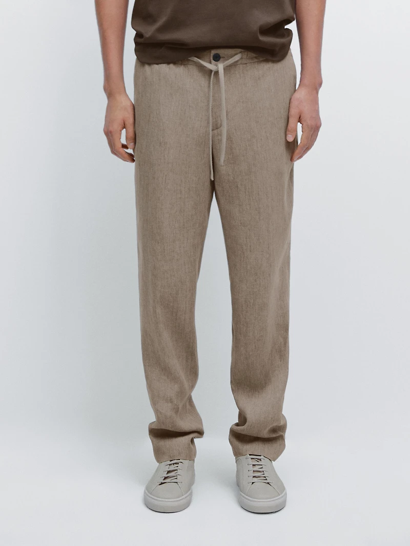 Pantalon total look lin délav