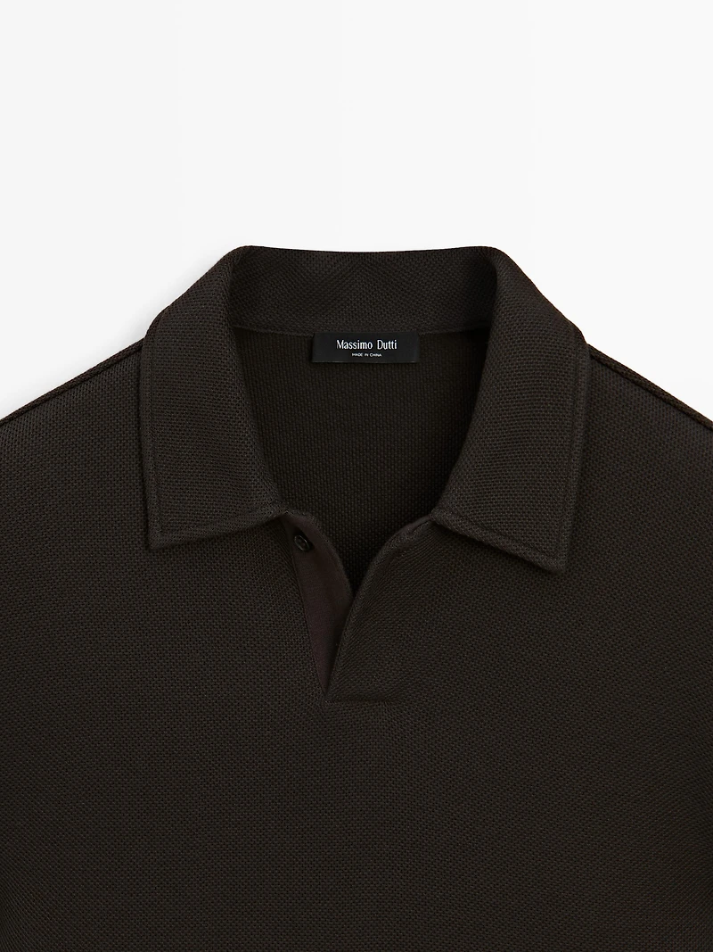 Textured long sleeve polo shirt