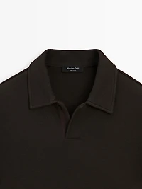 Textured long sleeve polo shirt