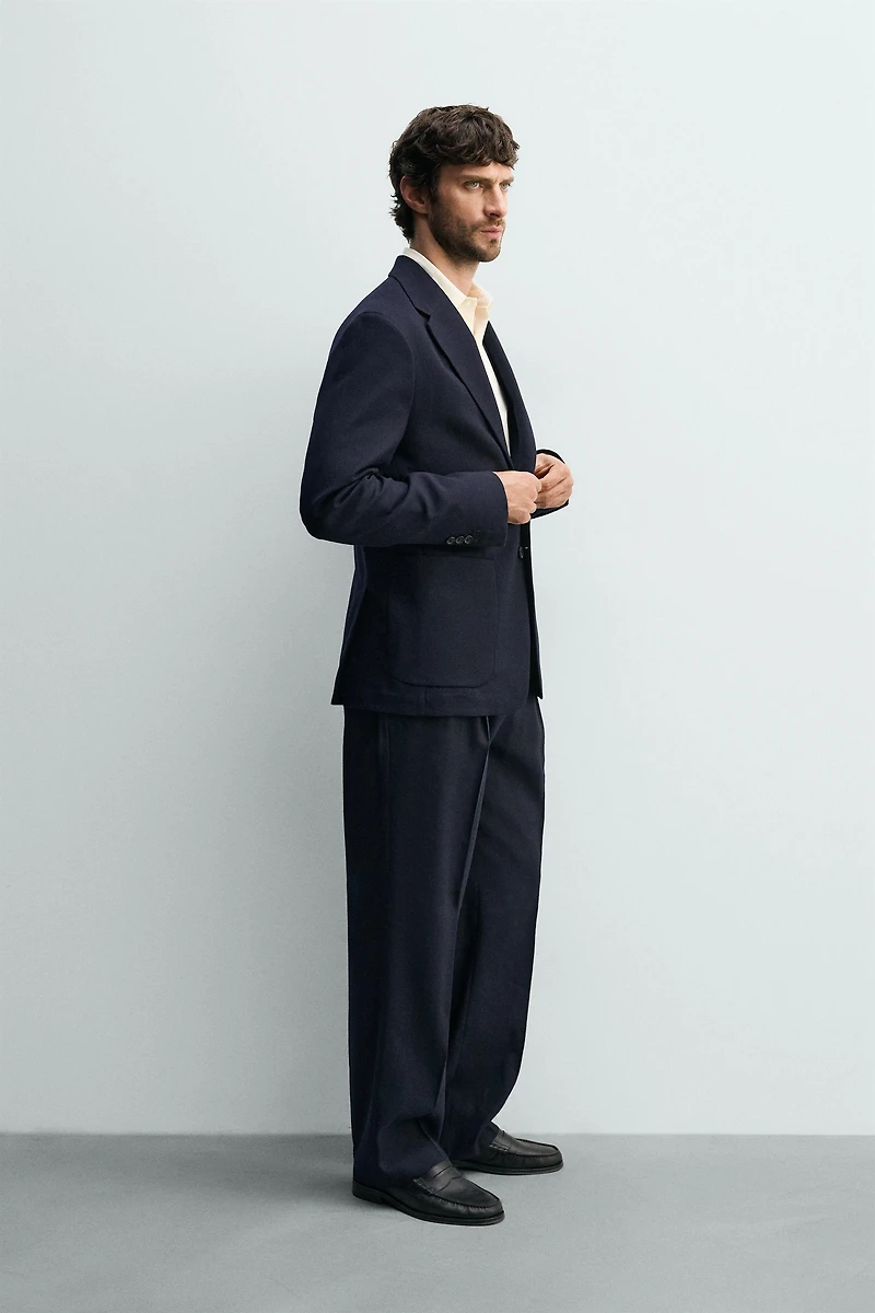100% WOOL PLAID REGULAR FIT BLAZER