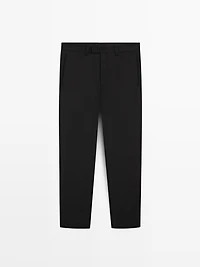 Three-ply wool barrel fit trousers
