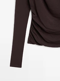 Draped long sleeve T-shirt