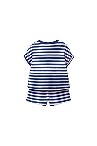 ENSEMBLE GAUFRÉ T-SHIRT ET BERMUDA À RAYURES