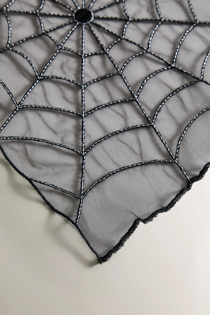 HALLOWEEN COBWEB TULLE TABLECLOTH