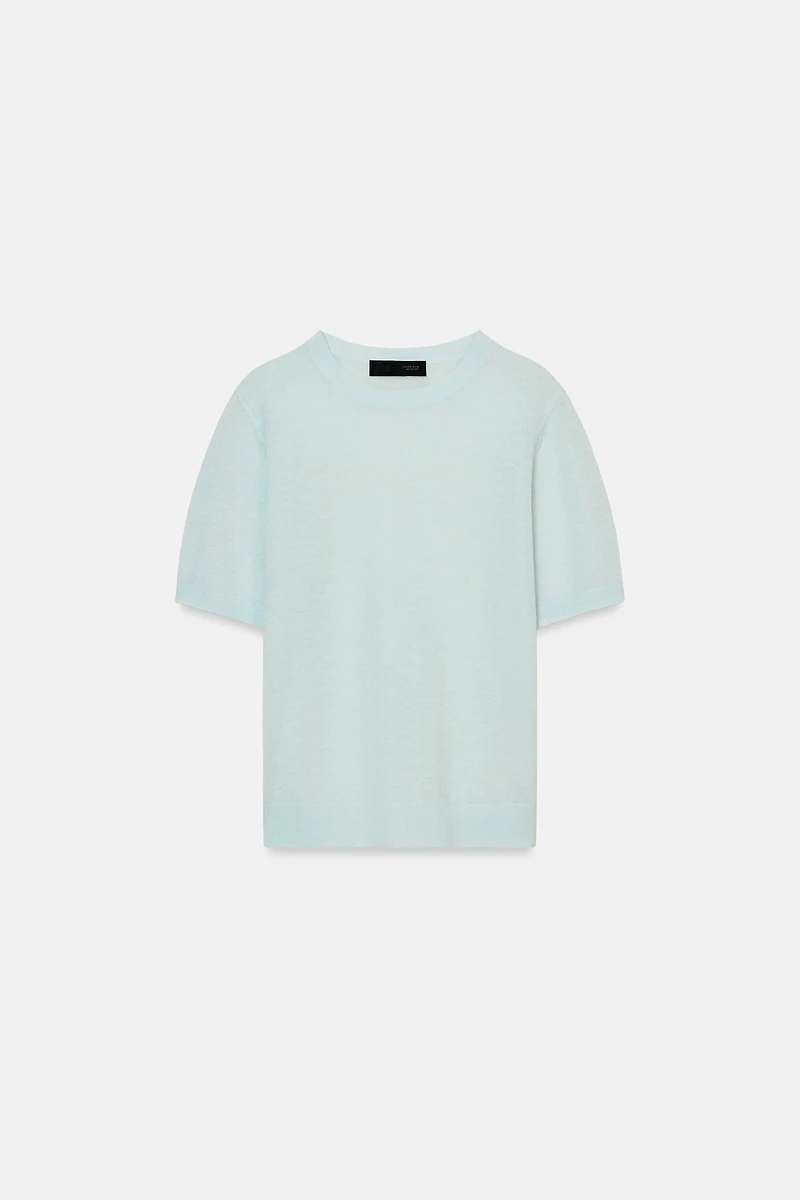 PULL EN LAINE À MANCHES COURTES