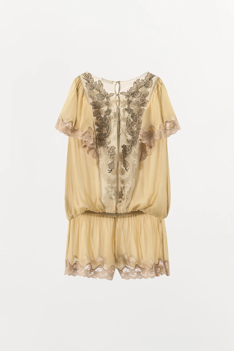 COMBINAISON TULLE BRODERIES FANTAISIE