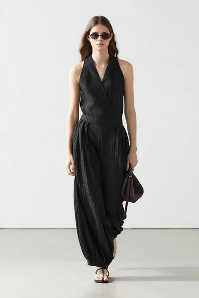 Pantalon bouffant fluide en lin
