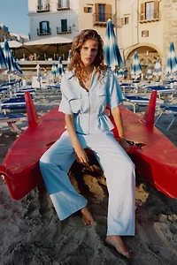PANTALON LARGE À TAILLE ÉLASTIQUE