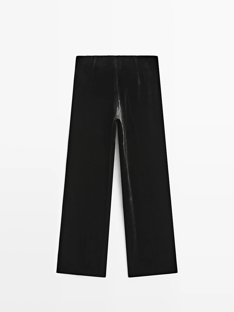 Wide-leg velvet trousers