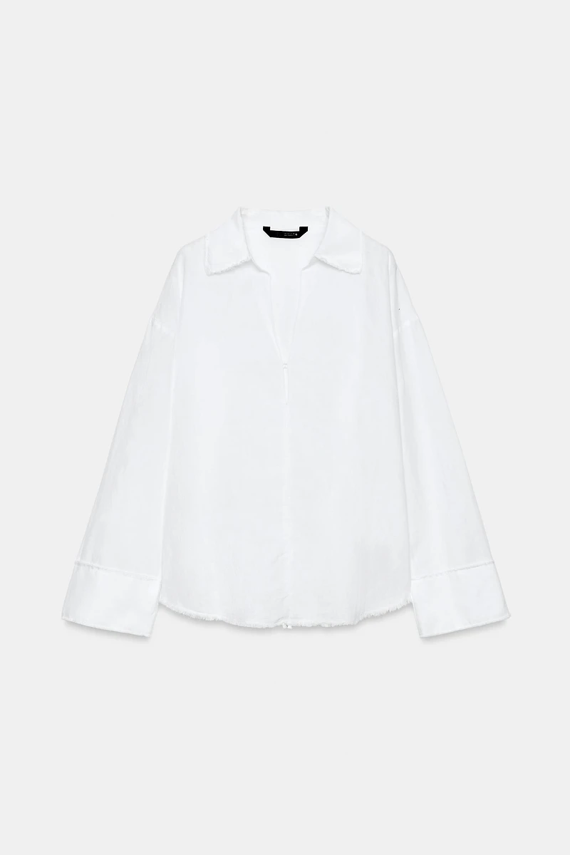 ZW COLLECTION FRINGED LINEN SHIRT