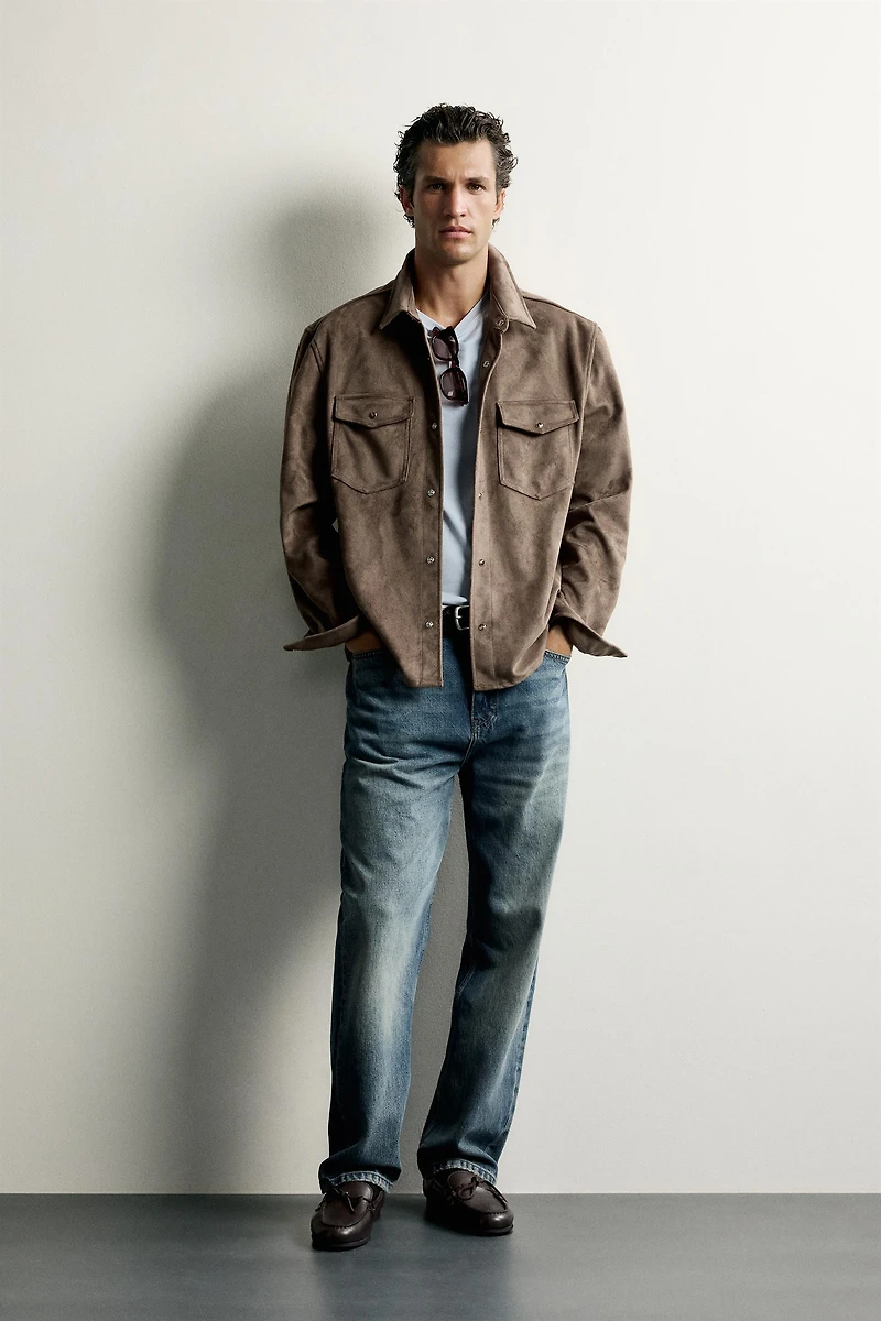 FAUX SUEDE OVERSHIRT