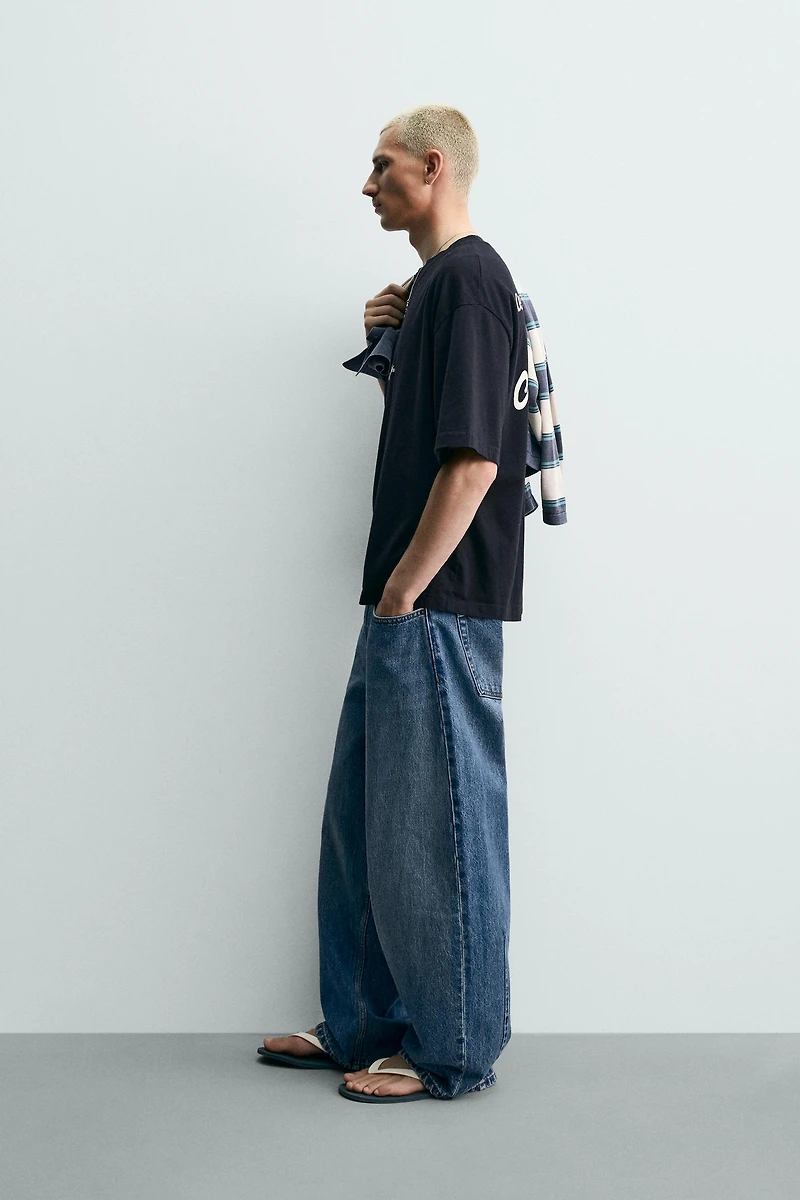 SHORT SLEEVE TEXT PRINT SWEATSHIRT