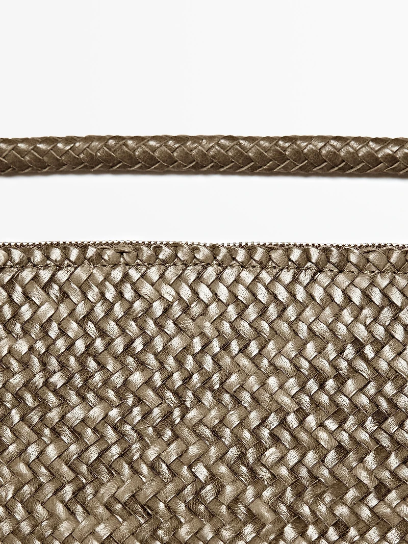 Mid-sized braided leather shoulder bag
