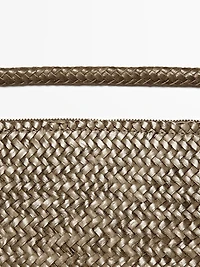 Mid-sized braided leather shoulder bag