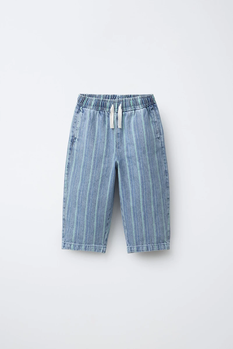 STRIPED BAGGY JEANS
