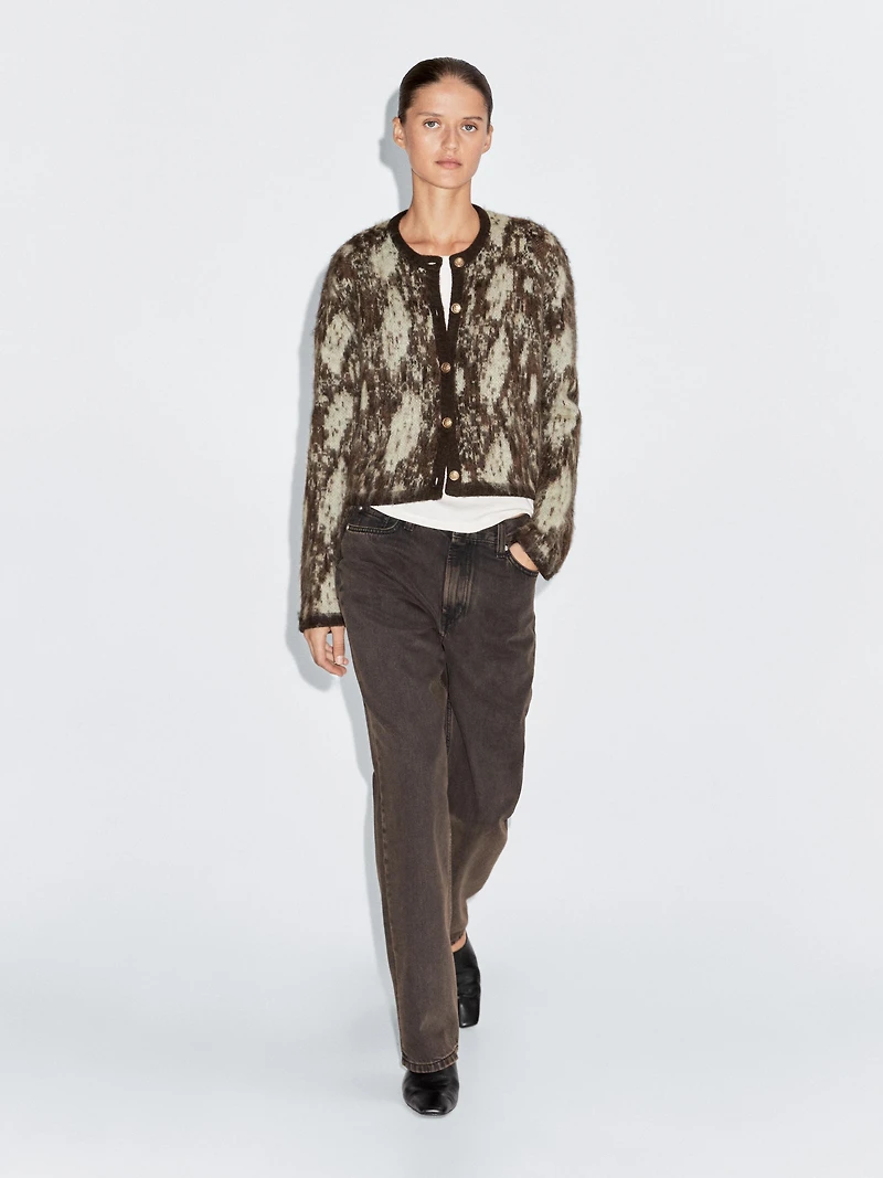 Snakeskin print knit cardigan