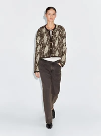 Snakeskin print knit cardigan