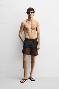 COLOR BLOCK LONG SWIMSUIT