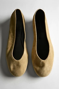 Split leather ballet flats