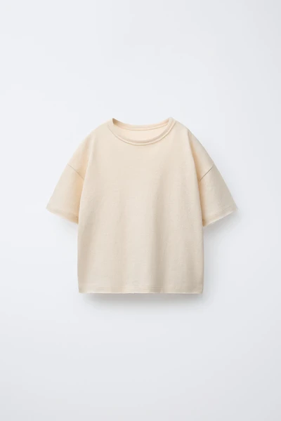 WASHED EFFECT T-SHIRT WITH COTTON AND LINEN