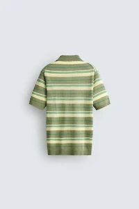 STRIPED JACQUARD KNIT POLO
