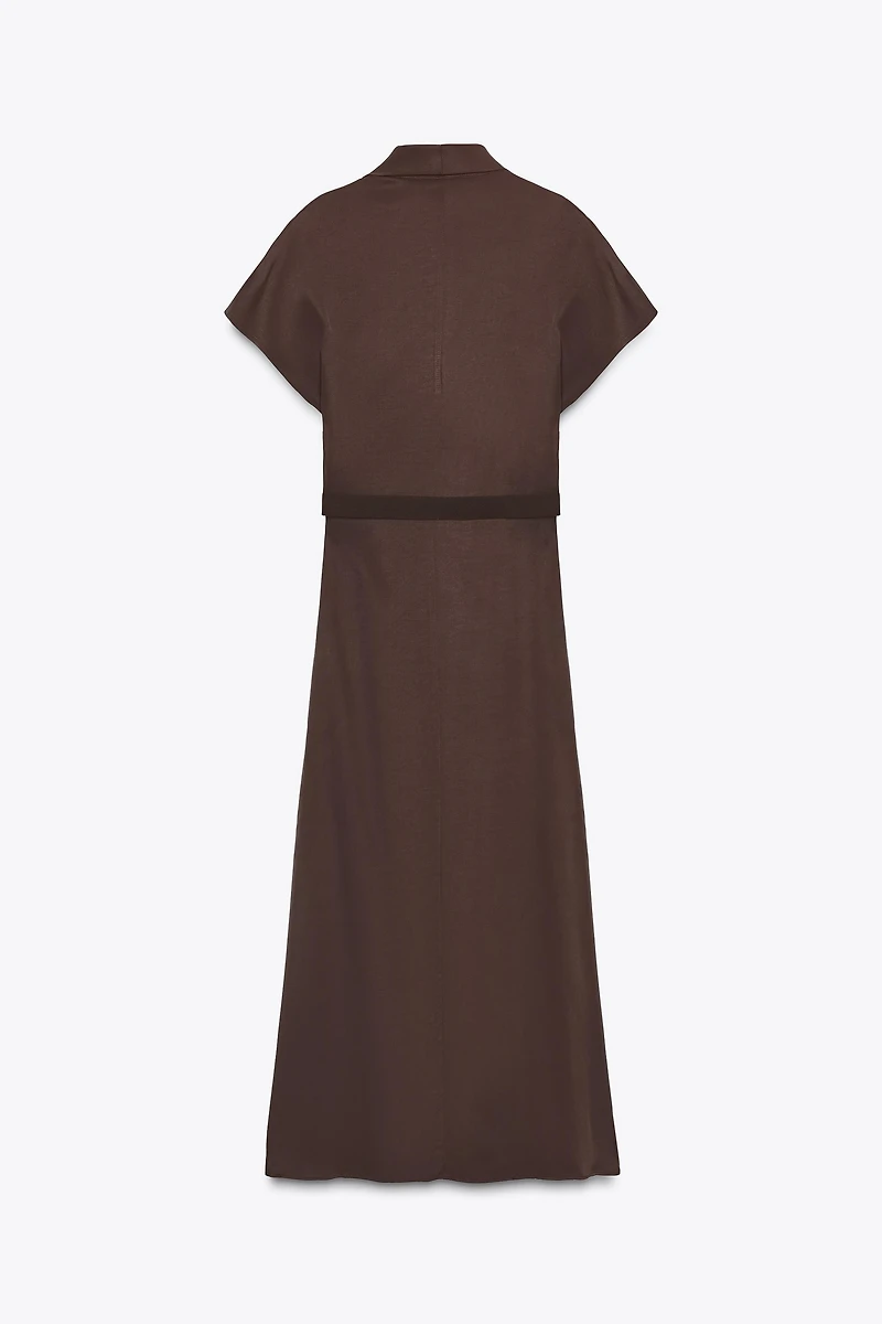 ROBE MI-LONGUE COL BÉNITIER AVEC CEINTURE