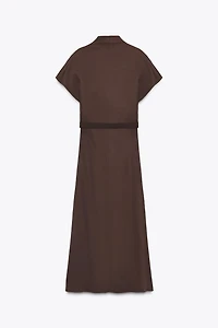 ROBE MI-LONGUE COL BÉNITIER AVEC CEINTURE