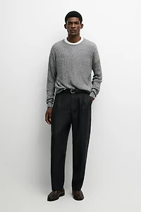 Linen cotton mouliné knit sweater