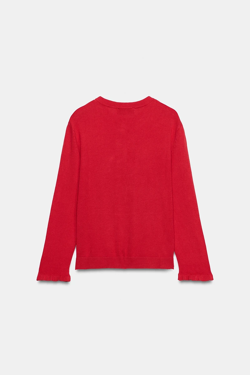 RUFFLED KNIT CARDIGAN