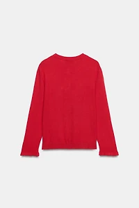 RUFFLED KNIT CARDIGAN