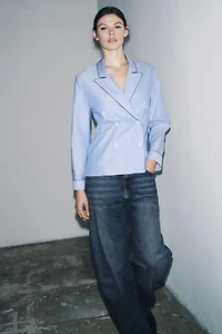ZW COLLECTION CONTRAST PIPING WRAP SHIRT