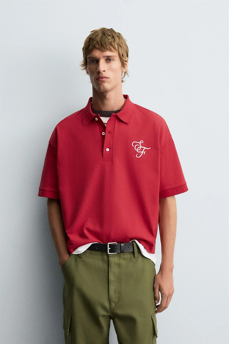 EMBROIDERED TEXT POLO SHIRT