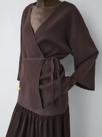 Kimono fluide en maille avec ceinture