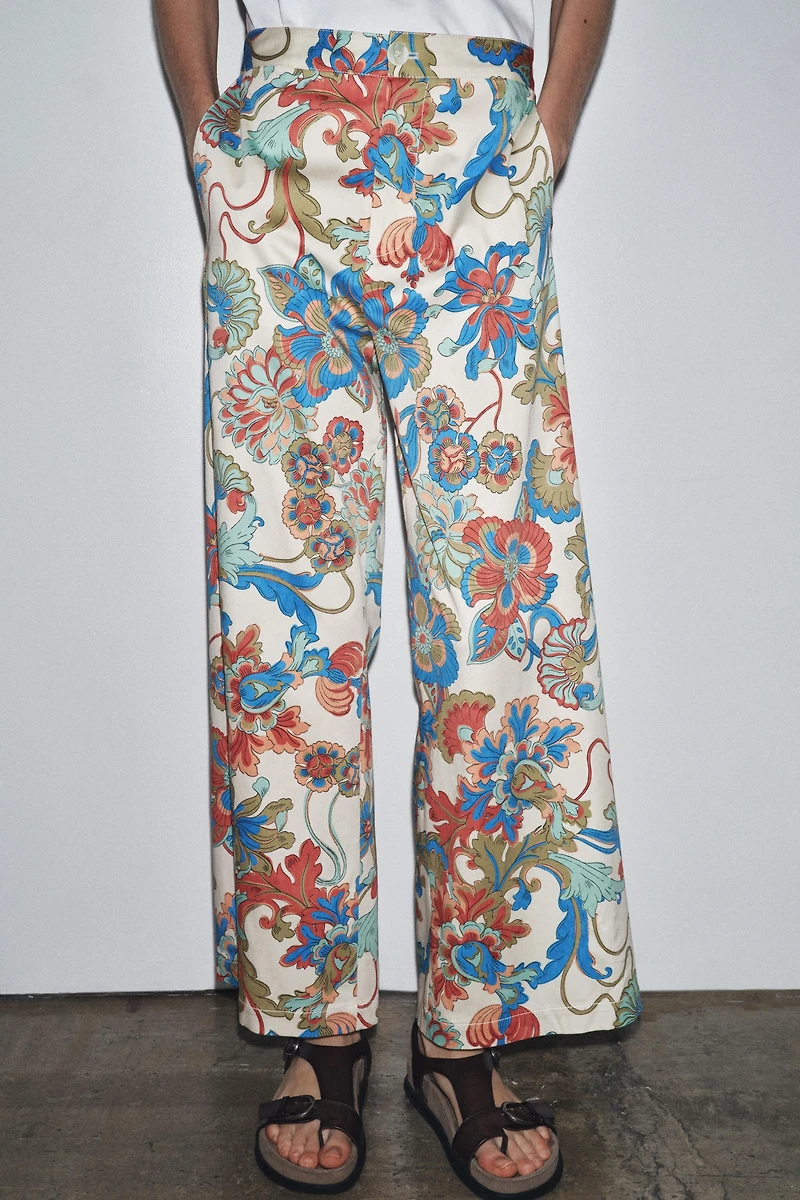 ZW COLLECTION FLORAL MINI FLARE PANTS