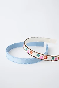 TWO-PACK OF EMBROIDERED HEADBANDS